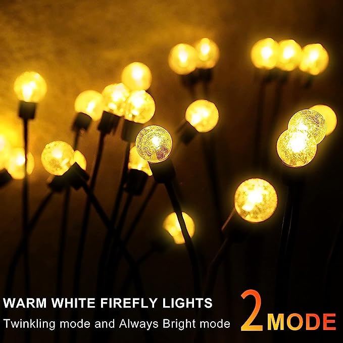 2 Pack Solar Powered Firefly Lights Waterproof, Solar Starburst Swaying Lights When Wind Blows, Solar Outdoor Decor Lights for Garden, Landscape, Pathway, Yard, Deck, Patio(Warm White) 2 Pack Solar Powered Firefly Lights Waterproof, Solar Starburst Swaying Lights When Wind Blows, Solar Outdoor Decor Lights for Garden, Landscape, Pathway, Yard, Deck, Patio(Warm White)